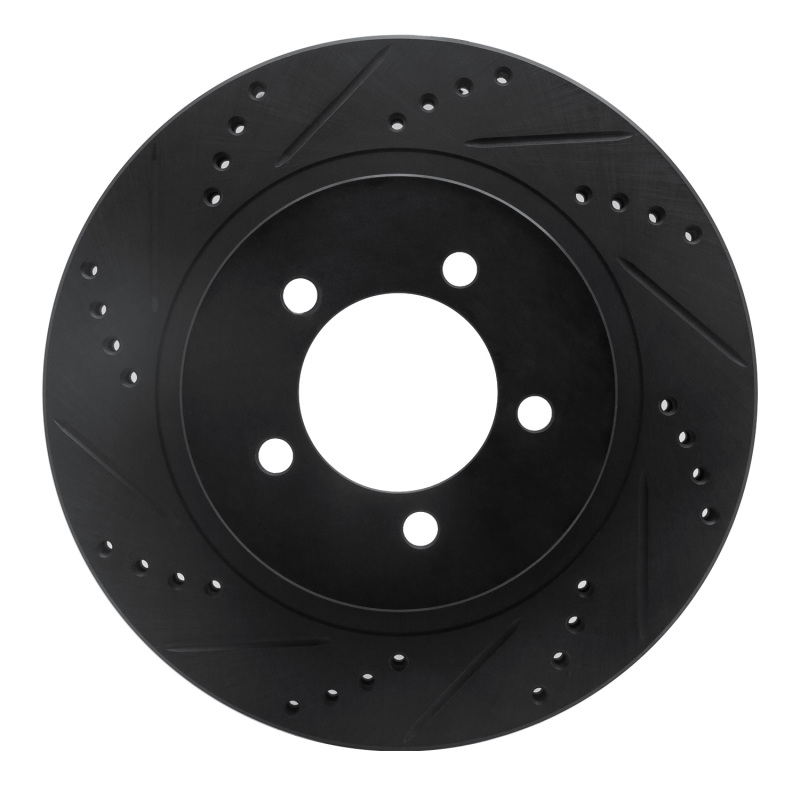 Ford Explorer Brake Rotor (1) - Front Left - R1 Concepts - Drilled & Slotted - Black - `02-`05